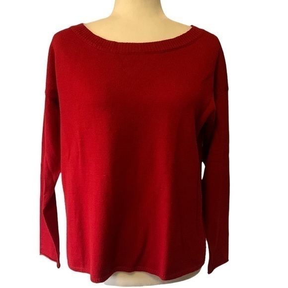 Eileen Fisher red sweater pullover shirt topin size Small
